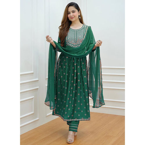 Washable Ladies Green Jaipuri Kurti