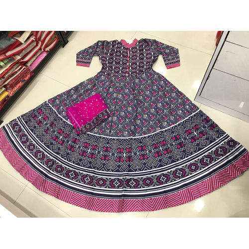 Printed Long Gown With Dupatta