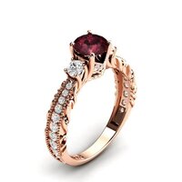 925 Solid Sterling Silver Attractive Rhodolite Garnet Engagement Rings