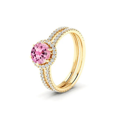 925 Sterling Silver Pink Tourmaline Solitaire Engagement Ring