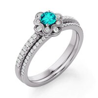 925 Sterling Silver Beautiful Lab Paraiba Tourmaline Engagement Ring