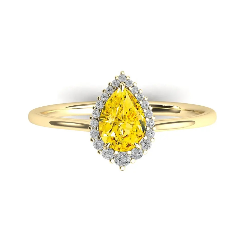 925 Sterling Silver Unique Natural Golden Rutile Engagement Ring