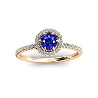 925 Sterling Silver Trendy Lab Created Round Blue Sapphire Ring