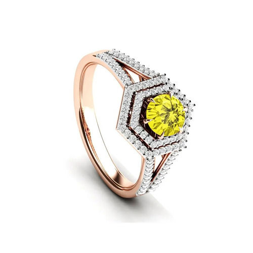 925 Sterling Silver Attractive Lab Yellow Moissanite Engagement Ring Gender: Women