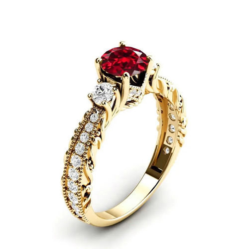 925 Sterling Silver Natural Beautiful Garnet Zircon Bridal Ring