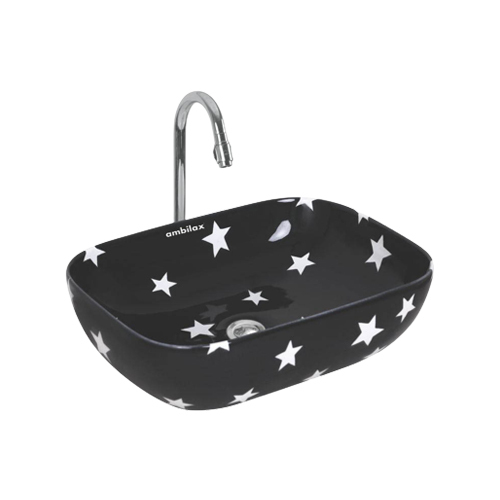 Printed Table Top Wash Basin - Glossy Finish, Round Shape, Various Sizes | Unique Decorative Patterns, Personalized Bathroom Design