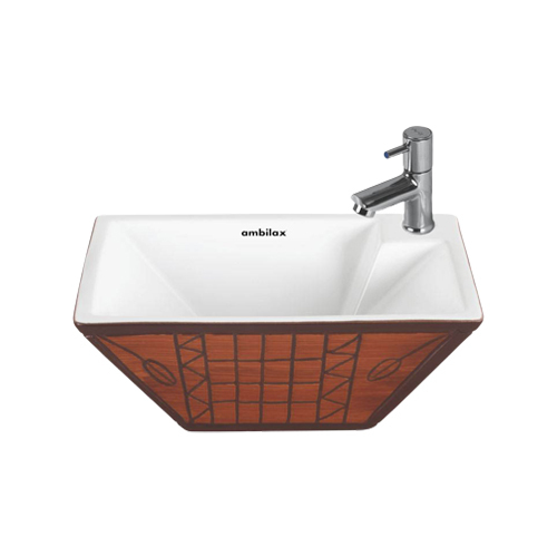 White And Brown Stylish Table Top Wash Basin