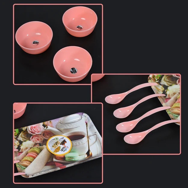 Plate Bowl and Spoon Set Plastic