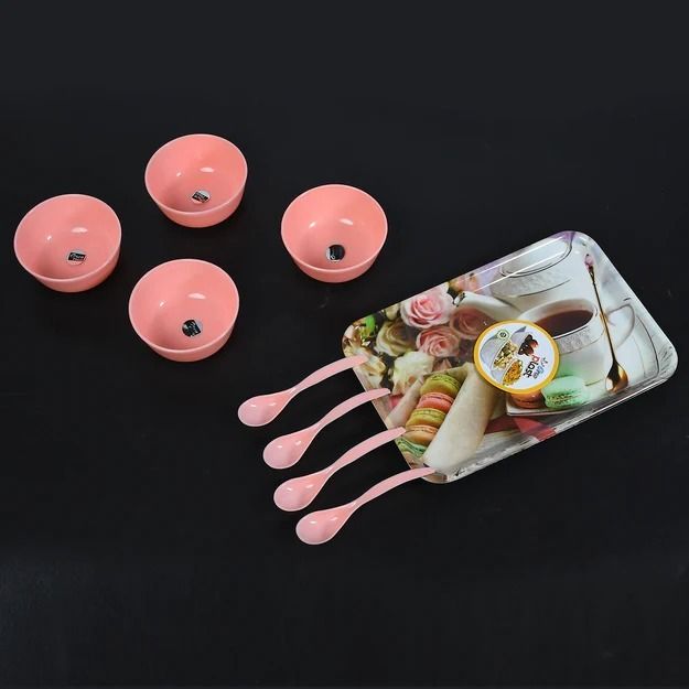 Plate Bowl and Spoon Set Plastic