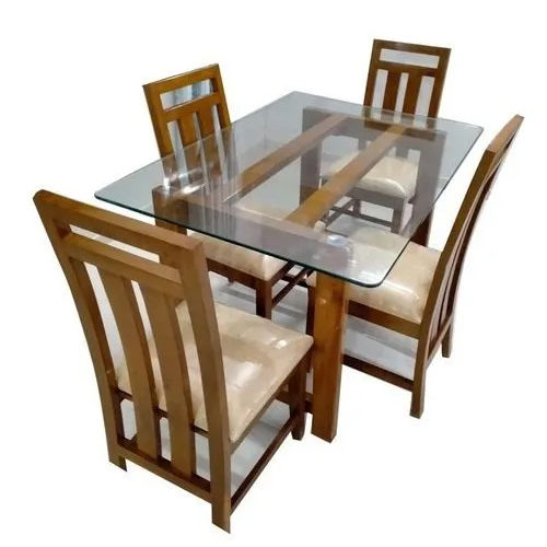 4 Seater Glass Top Dining Table