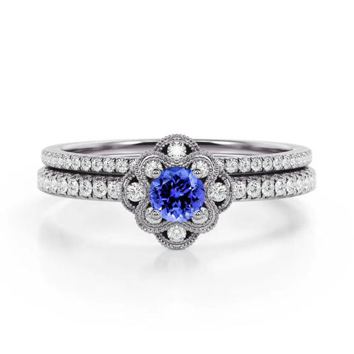 925 Sterling Silver Attractive Lab Tanzanite Anniversary Ring