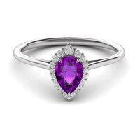 925 Sterling Silver Purple Amethyst & Zircon Ring - 7x5mm Aaa+ Quality | Resizable Us4 To Us13, Perfect For Weddings & Special Occasions