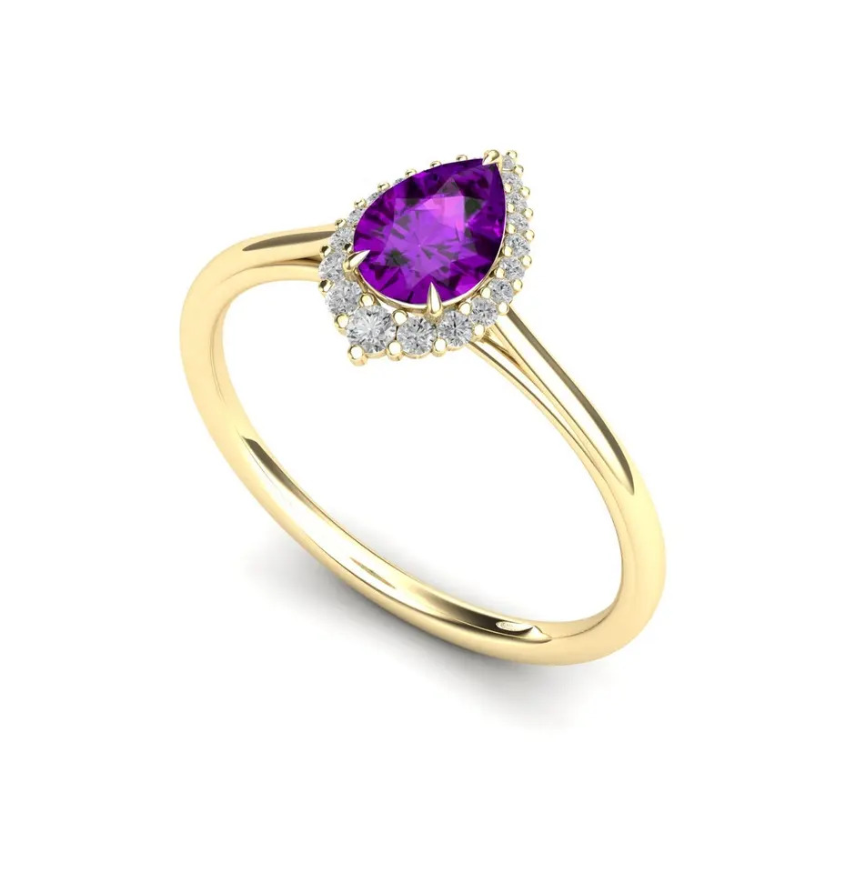 925 Sterling Silver Natural Purple Amethyst Wedding Ring