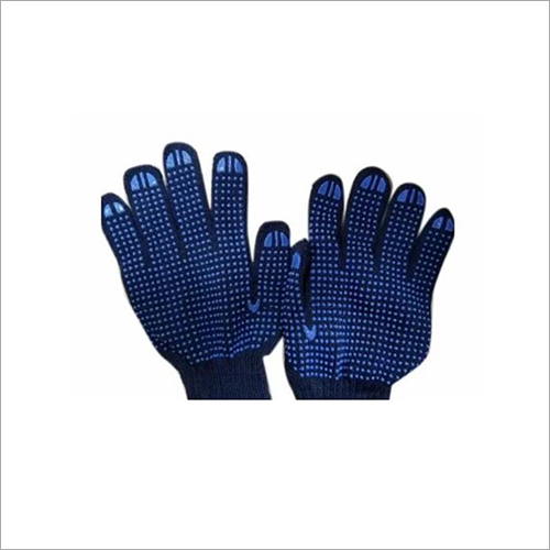 Knitted Dotted Hand Gloves Blue