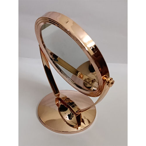 Rose Gold Tabletop Double Side Pedestal Removable Handle Shaving Makeup Vanity Mirror