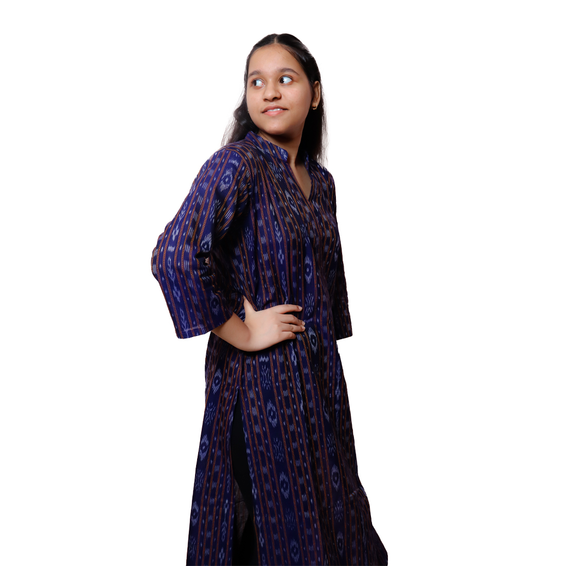 GUENDICHA HAAT SambalpuGUENDICHA HAAT Sambalpuri Certified Handloom Women's Cotton Kurtari Certified Handloom Women's Chiffon Kurta (GUH LLP 10)