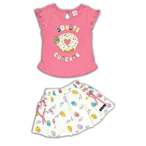 Kids Printed T Shirt With Skirt