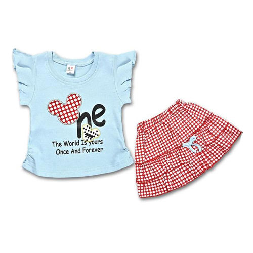 Kids T Shirt With Check Skirt