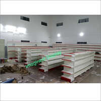 Supermarket Gondola Racks - Heavy Duty Iron, Customized Size, Durable White Painted Finish | Double Sided, Multi-layer Shelving For Organized Display