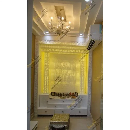 Glossy Corian Ram Darbar Temple - Wood Antique Imitation Style Yellow Color | Elegant Design for Spiritual Spaces