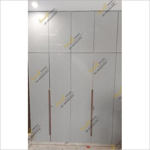 White Hinged Double Door Wooden Wardrobe
