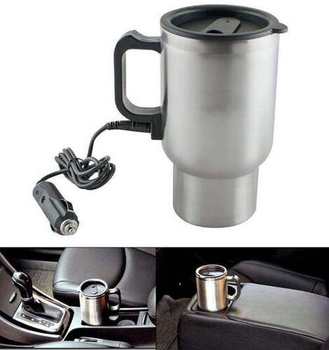 12V Car Charging Electric Kettle Mug (Silver) (0551)