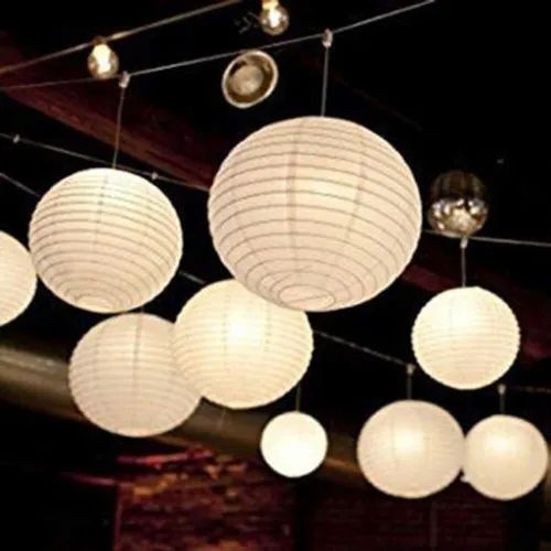 Round White Paper Lantern Hanging Lamp