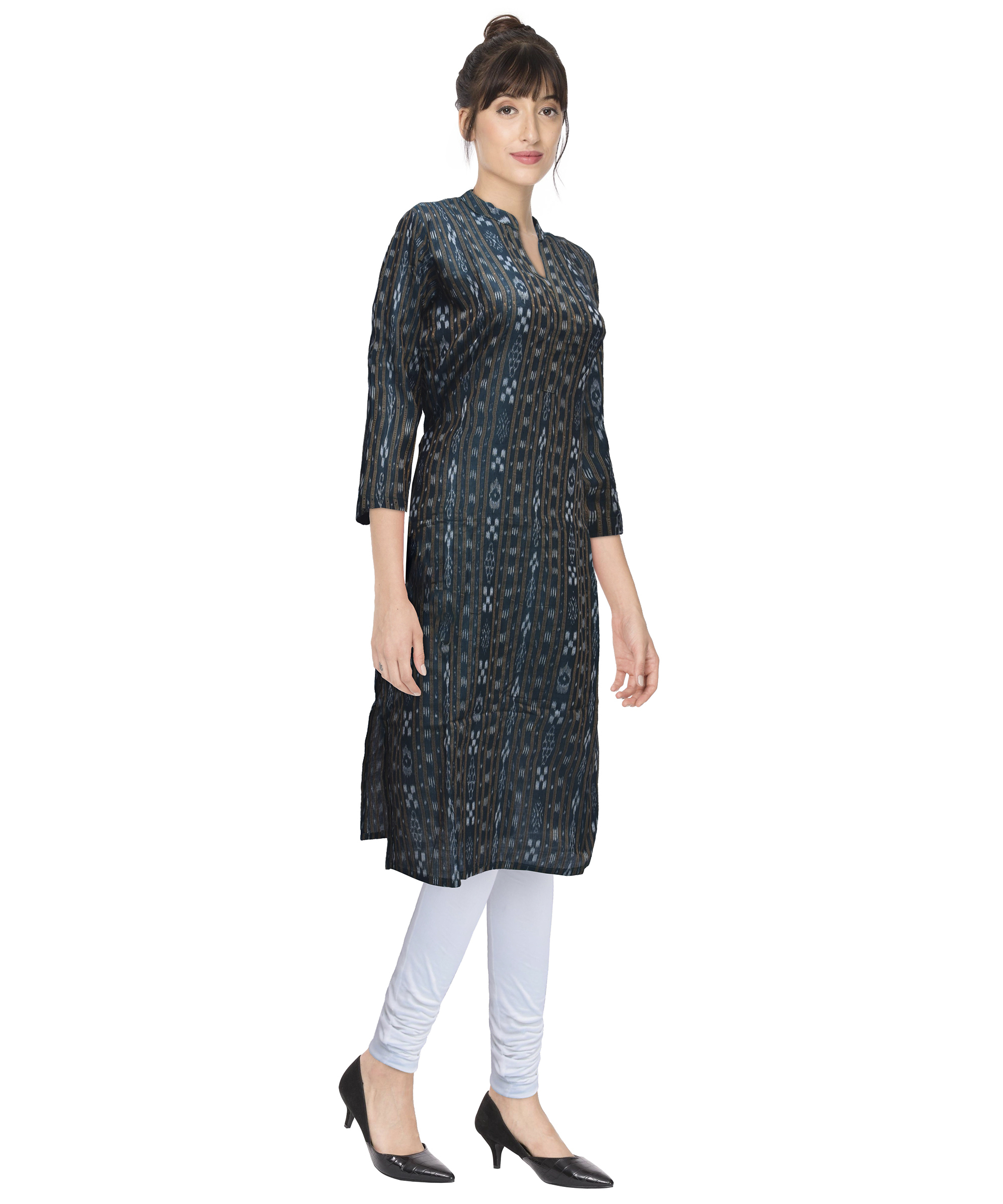 GUENDICHA HAAT Sambalpuri Certified Handloom Women's Cotton Kurta(DGreen)