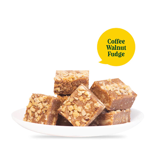 Coffee Walnut Fudge - Solid Form, Eggless, Sweet Flavor | Crafted with Chocolate Chips, Sweetened Condensed Milk, and Chopped Walnuts