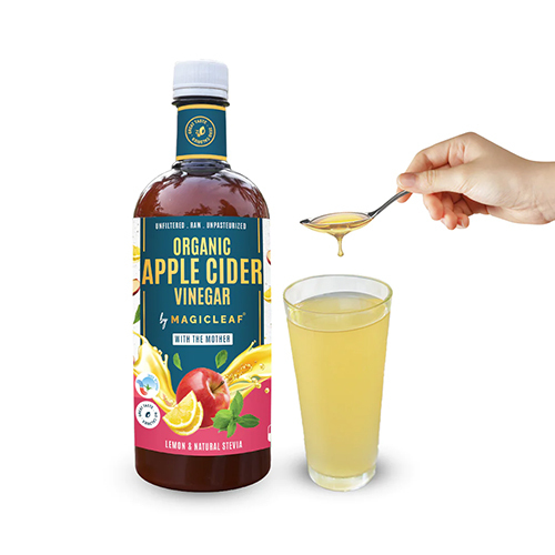 Organic Apple Vinegar - Rich Lemon Zest, Sweetened with Stevia | Sour & Spicy Flavor Profile, Round Shape