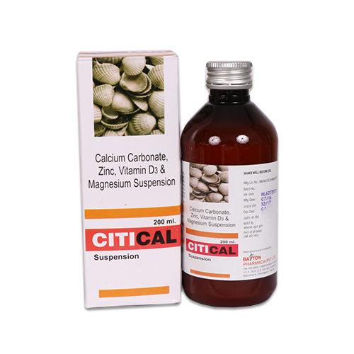 200Ml Calcium Carbonate Zinc Vitamin D3 And Magnesium Suspension Dosage Form: Liquid