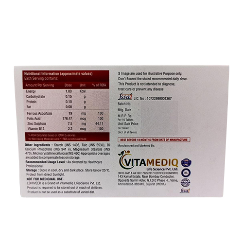 Ferrous Ascorbate Folic Acid Zinc Sulphate And Vitamin B12 Tablets