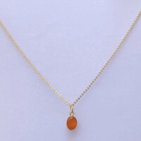 14k Solid Gold Jewelry Natural Carnelian Gemstone Chain Pendant