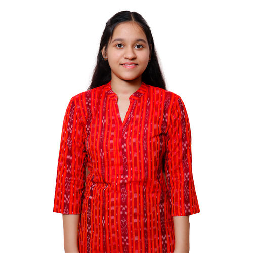 GUENDICHA HAAT Sambalpuri Certified Handloom Women's Cotton Kurta(Orange)