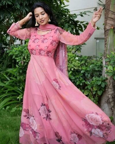 Featuring Solid georgette Anarkali Dress