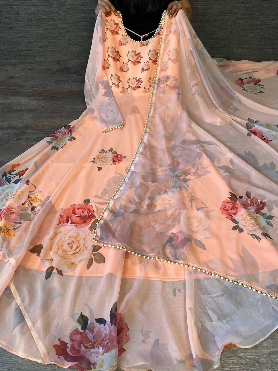 Featuring Solid georgette Anarkali Dress