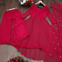 NEW ANARKALI GOWN PENT DUPATTA SET