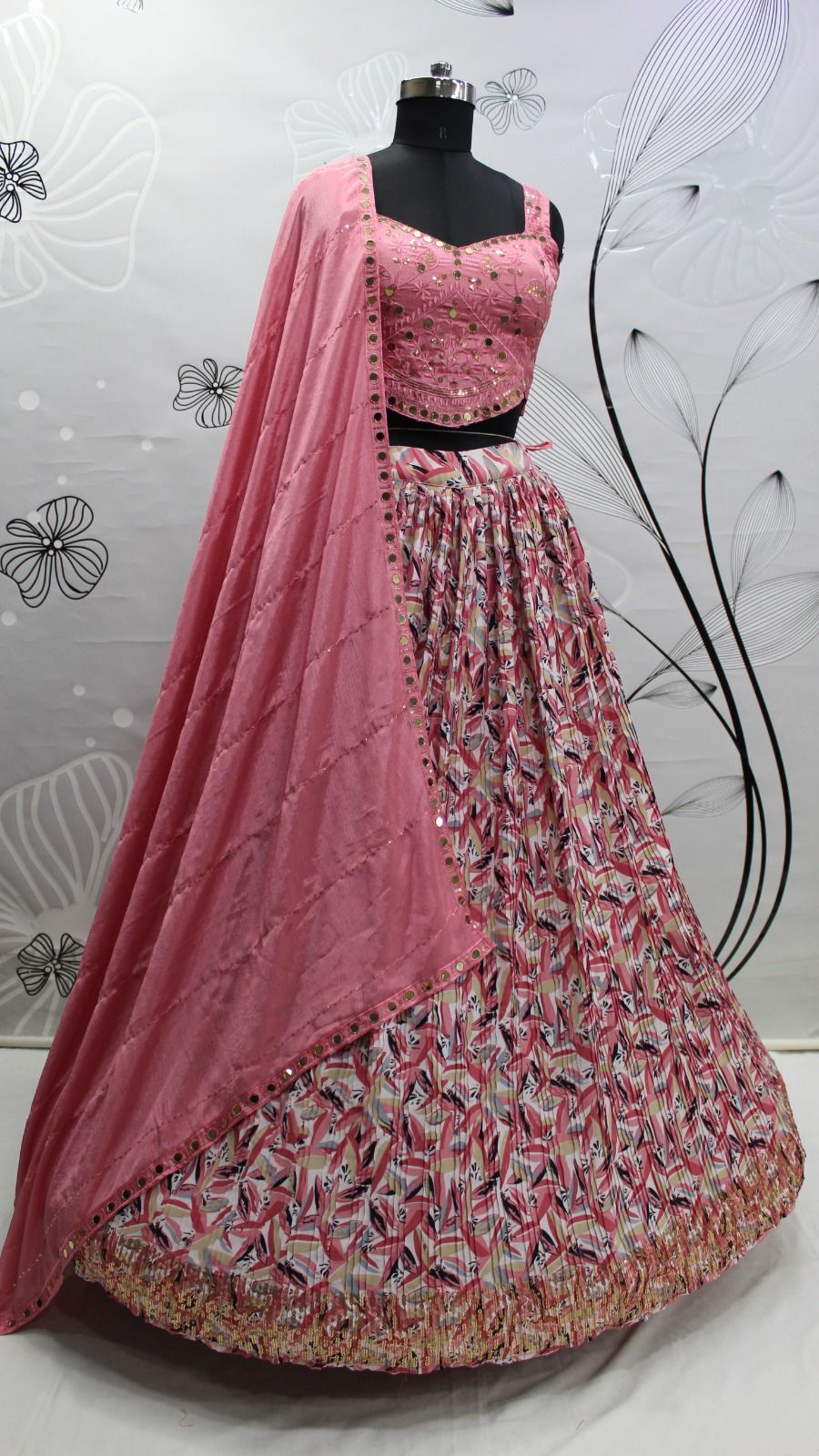 Blooming Georgatte With Embriodery Siquance work  Lehenga Choli