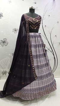 Blooming Georgatte With Embriodery Siquance work  Lehenga Choli