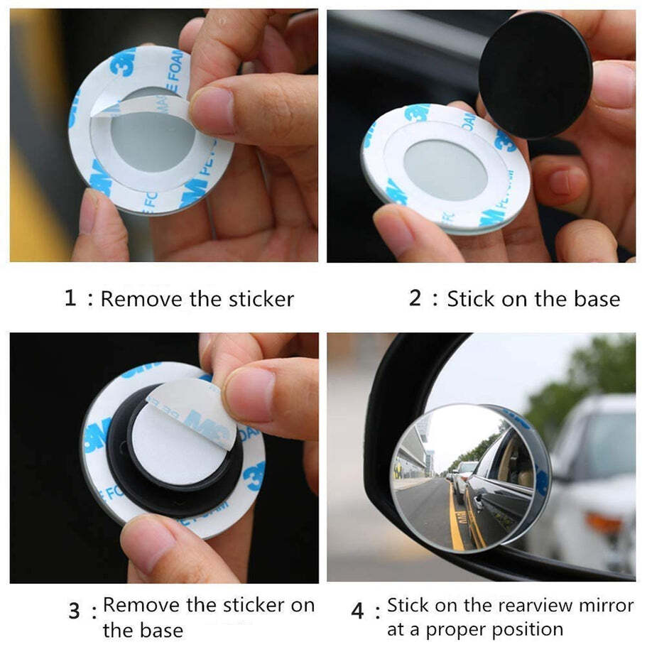 Blind Spot Round Wide Angle Adjustable Convex Rear View Mirror - Pack of 2 (1512)