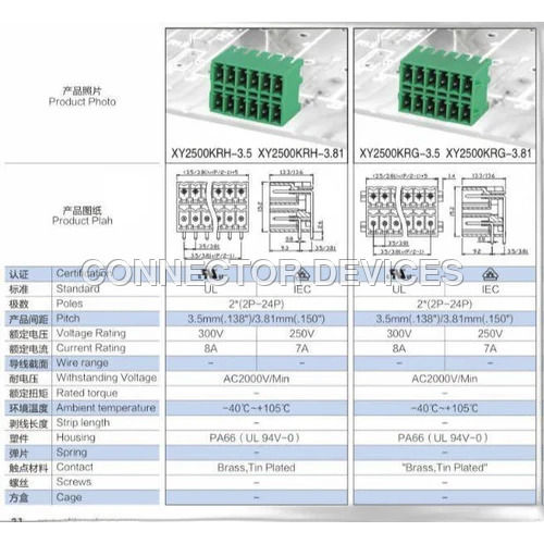 Xy 2500 Terminal Block Male Ra 3.81 DD