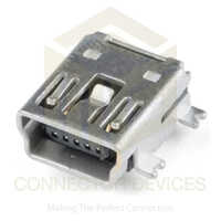 Mini Usb Female Connector Right Angle - Metal, 5 Pins, Gray & Silver | 1 Year Warranty, Applications In Industrial, Telecom/data/network, Automotive