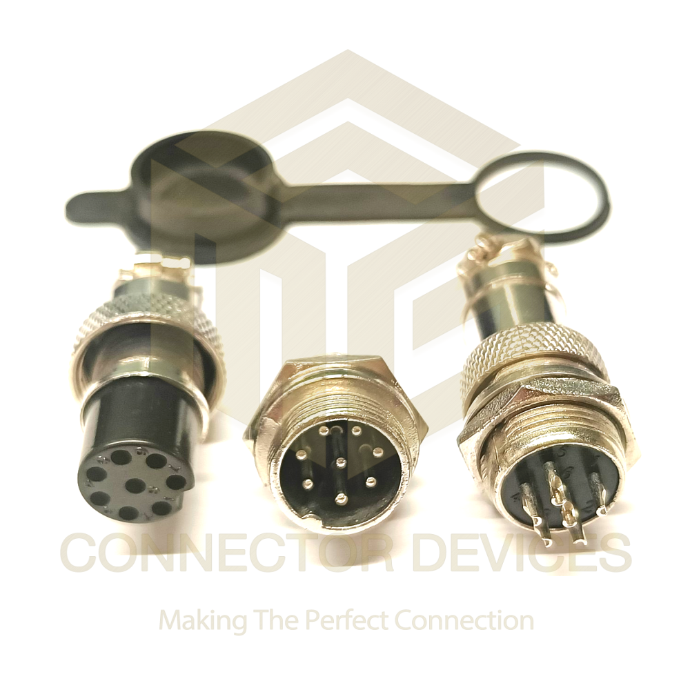 Circular Connectors Mrs - 16mm Size, 2 To 10 Pins, 7 Amp Current Rating, 125v Voltage, Golden Color | 1 Year Warranty, Industrial Application
