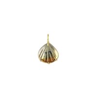 Pyrite Gemstone Sea Shell Carved Gold Vermeil Prong set Pendant
