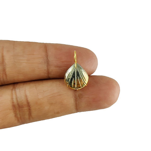 Pyrite Gemstone Sea Shell Carved Gold Vermeil Prong set Pendant