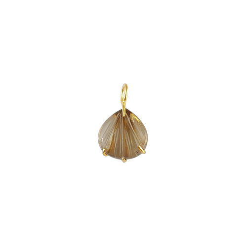 Smoky Quartz Gemstone Sea Shell Carved Gold Vermeil Prong set Pendant