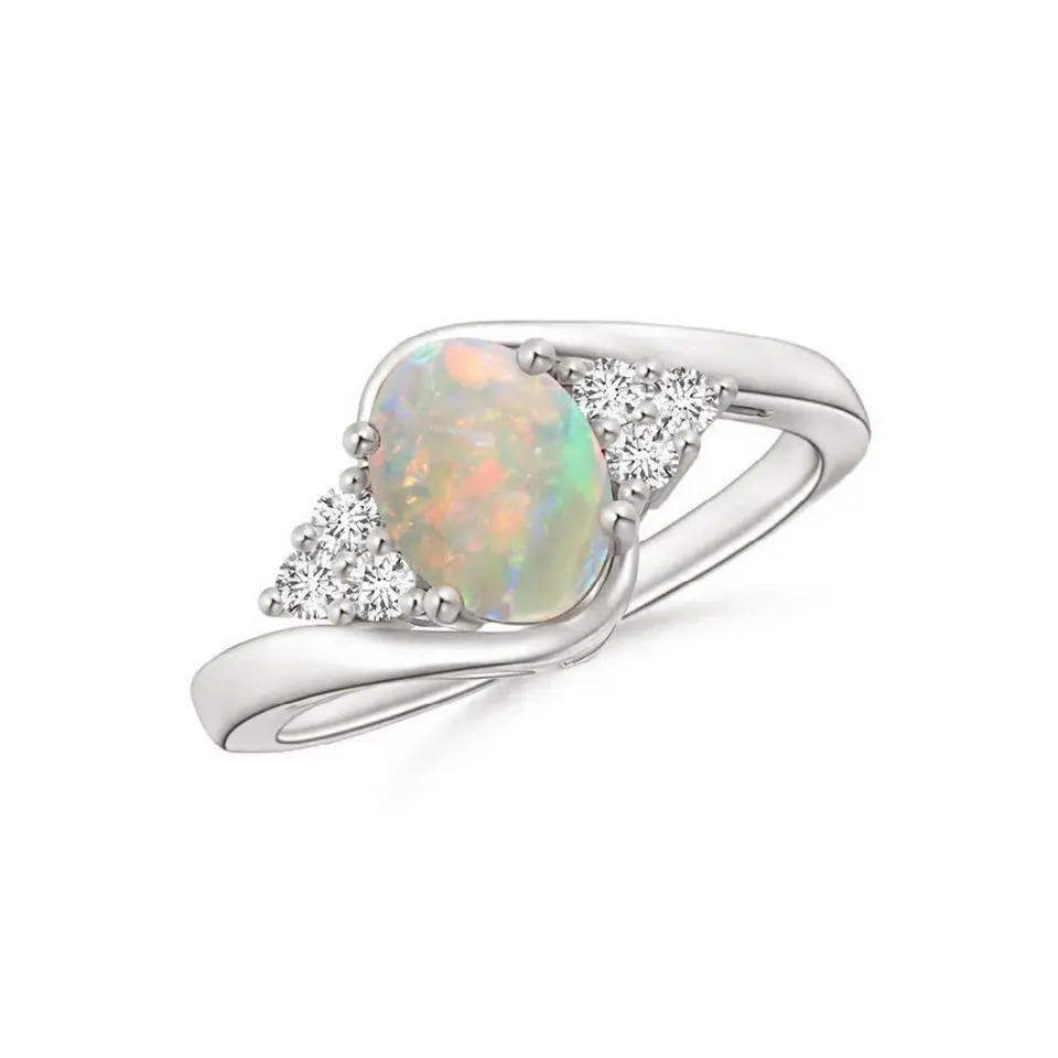 925 Solid Sterling Silver Beautiful Ethiopian Opal Bypass Ring
