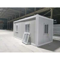 Modern Portable Cabin - Steel & Fiberglass,  Insulated White Structure with PVC Windows for Housing or Warehouse Use