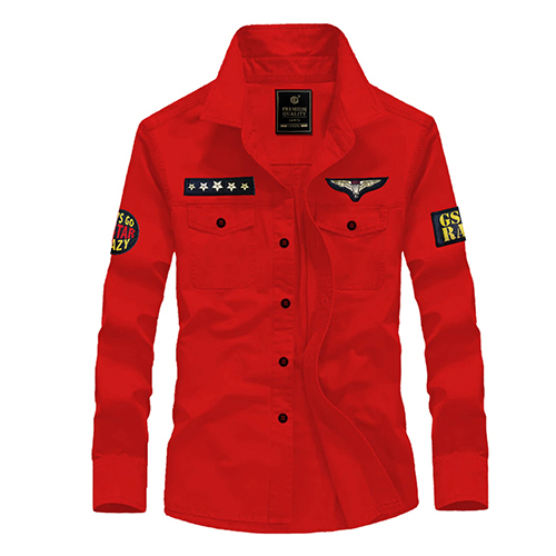 Crezy Star Denim Shirt Red - Denim, Customized Size, Red | Full Sleeves, Breathable, Quick Dry, Cool Dry, No Fade, Washable, All-Season