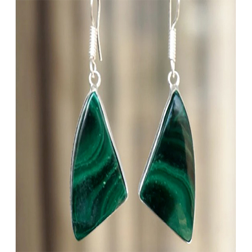 Sterling silver 92.5 % Melachite Stone Silver  Earrings